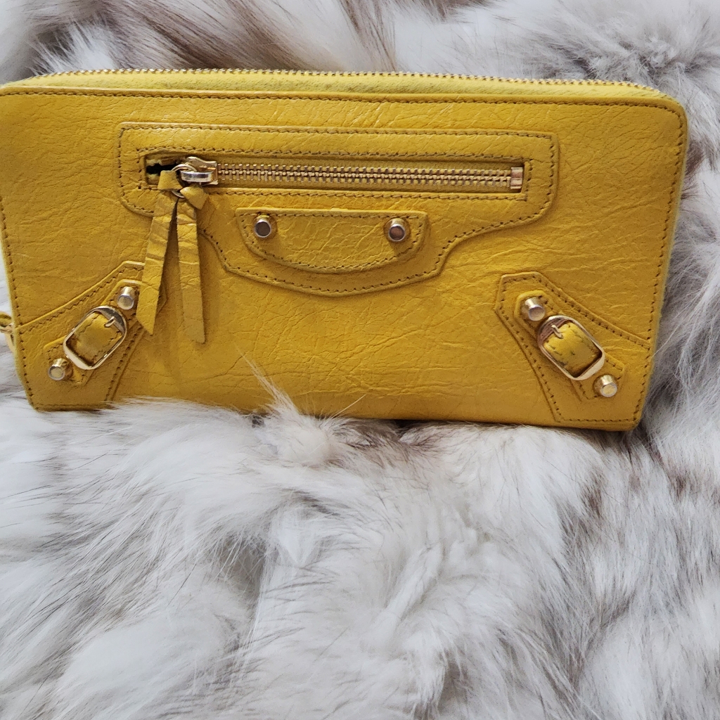 Balenciaga Classic Continental Zip Wallet, Mustard